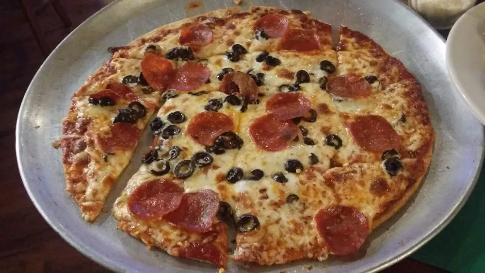 Pepperoni and Black Olive Pizza